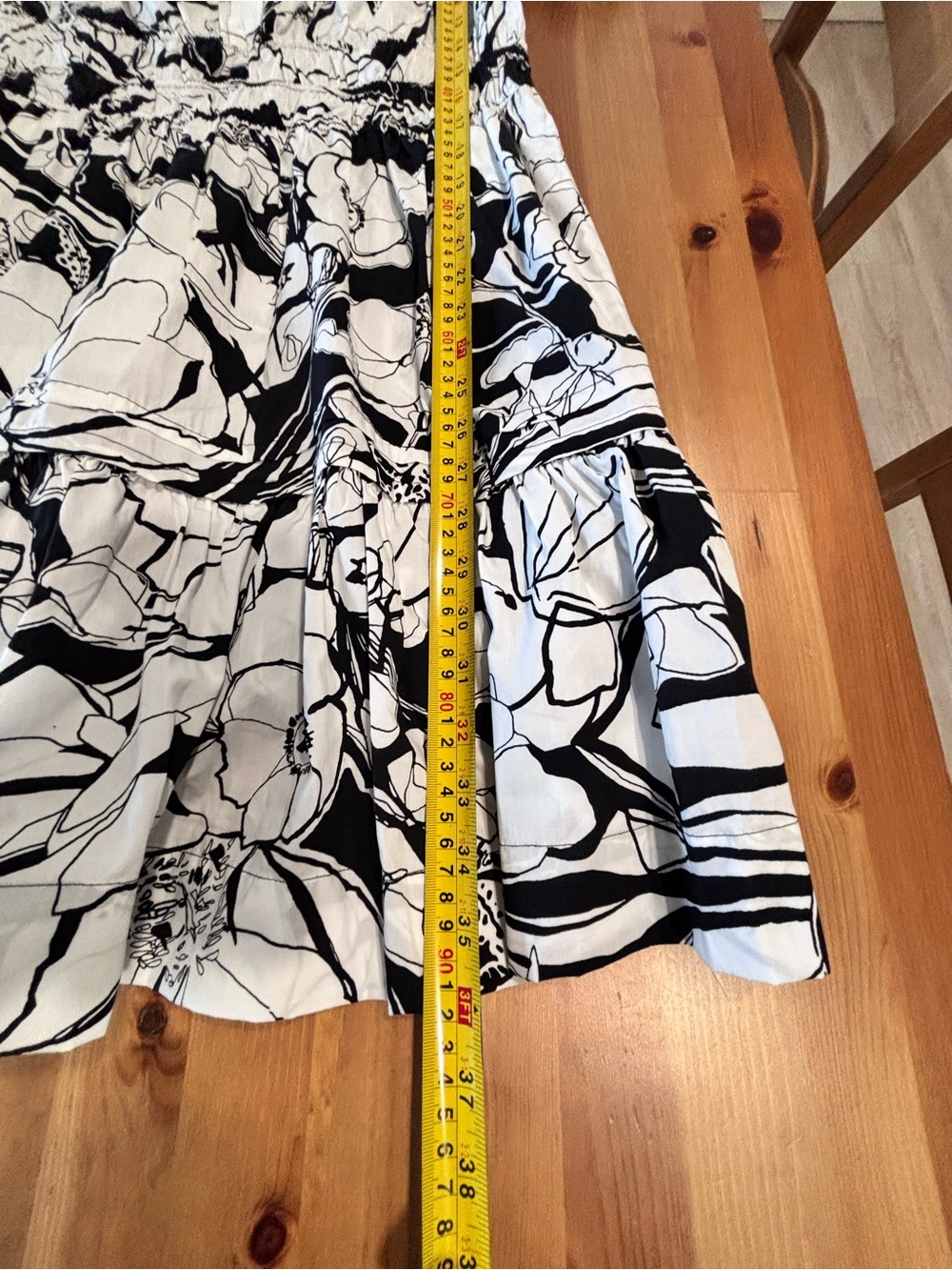 Anthropologie Black & White Floral Tiered Midi Dress - Picture 7 of 7